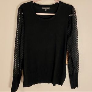 Polka Dot Chiffon Mesh Sleeve Sweater Blouse